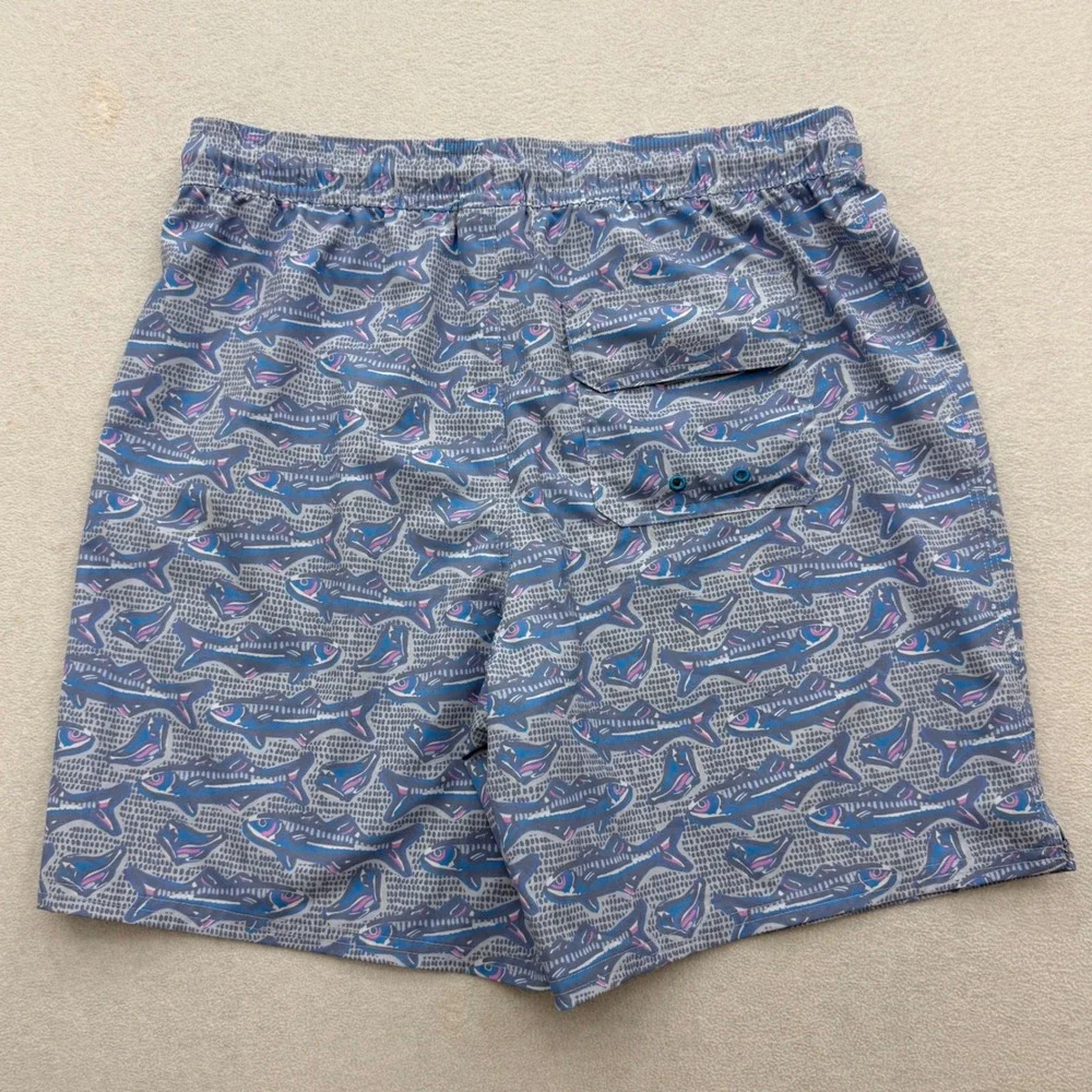 Vineyard Vines Swim Trunks Mens XL Blue Fish Print Performance Stretch Shorts